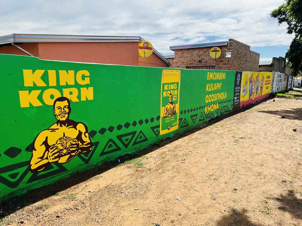 Green King Korn heritage wall mural with vernacular isiZulu copy